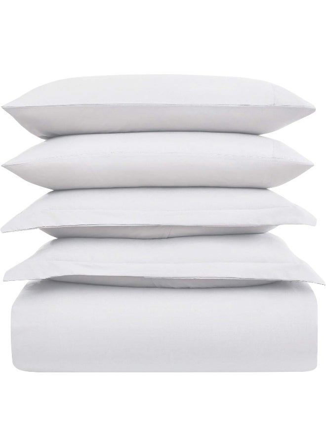Mellanni Duvet Cover Set - 5 PC Iconic Collection Bedding Set - Hotel Luxury, Extra Soft & Cooling - Microfiber - Button Closure and Corner Ties (King, White)