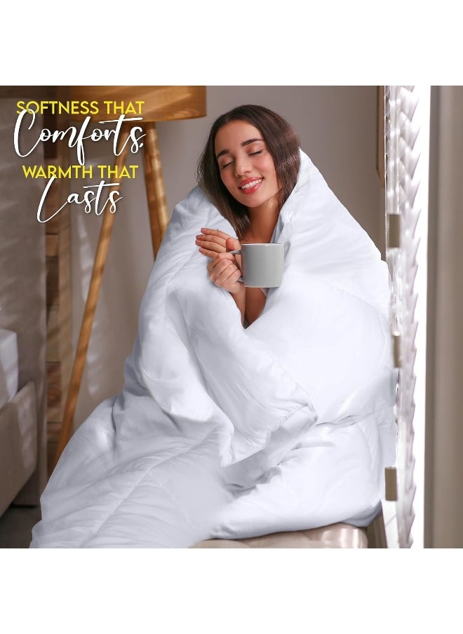 Utopia Bedding Comforter Duvet Insert - Quilted Comforter with Corner Tabs - Box Stitched Down Alternative Comforter (King, White)
