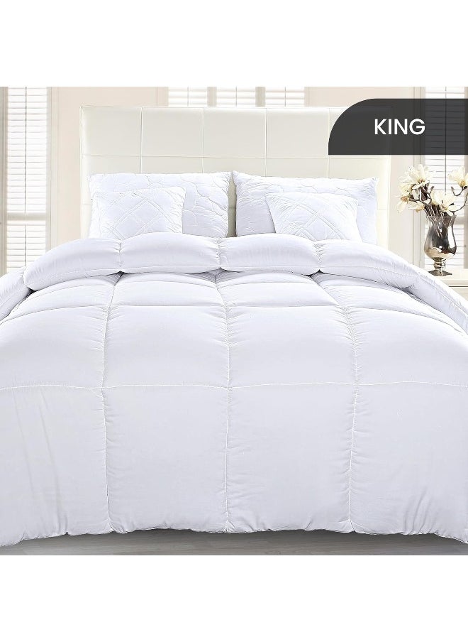 Utopia Bedding Comforter Duvet Insert - Quilted Comforter with Corner Tabs - Box Stitched Down Alternative Comforter (King, White)