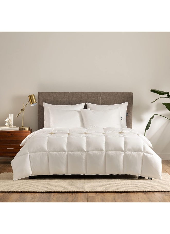 Serta Down Illusion Lightweight Hypoallergenic Down Alternative Comforter with Corner Loops, King/Cal King, White