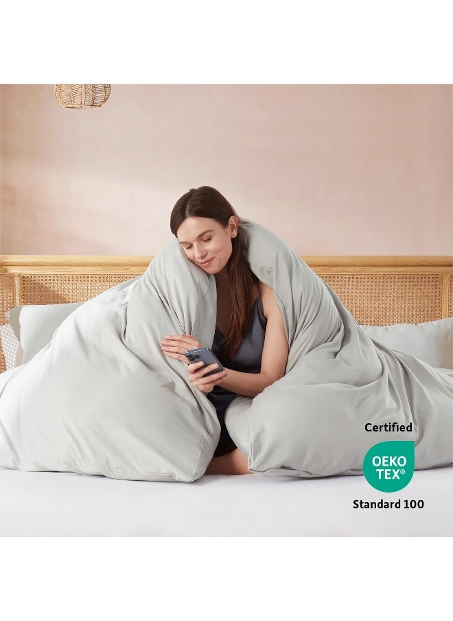 Nestl Light Grey Duvet Cover King Size - Soft King Duvet Cover Set, 3 Piece Double Brushed King Duvet Covers with Button Closure