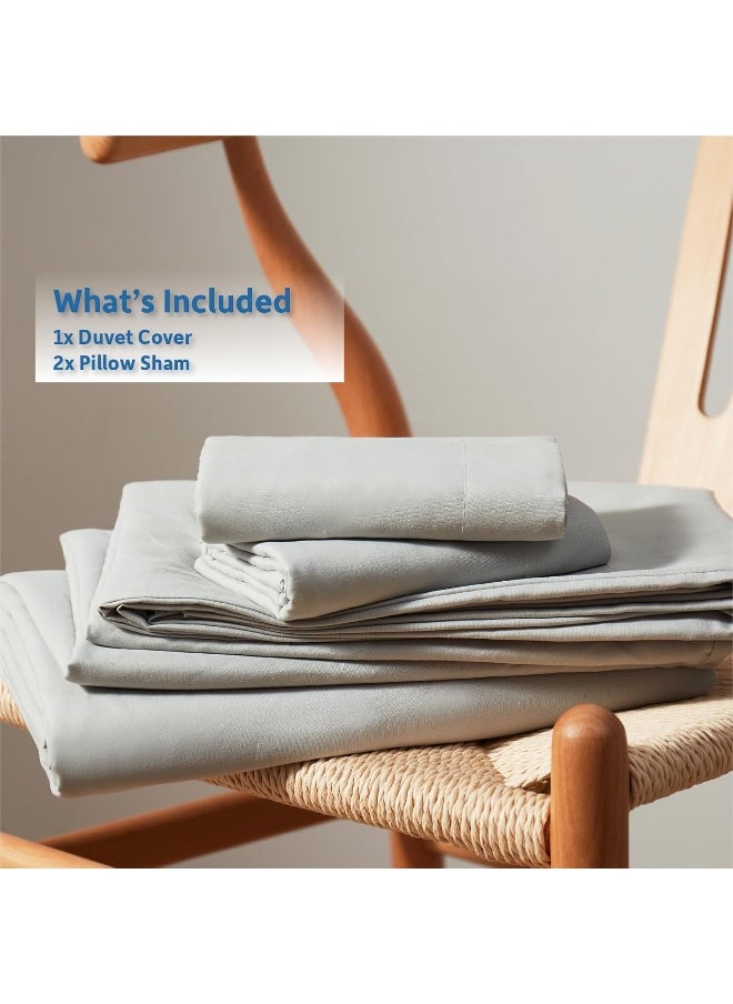 Nestl Light Grey Duvet Cover King Size - Soft King Duvet Cover Set, 3 Piece Double Brushed King Duvet Covers with Button Closure