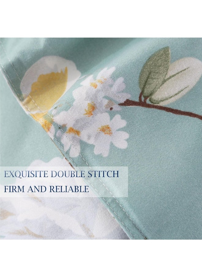 NANKO Bedding Duvet Cover Set Queen, 3 Pieces – 800-Thread Floral Microfiber Down Comforter Quilt Cover Zipper & Tie for Women & Men’s Bedroom, Luxury Guestroom Decor -Teal
