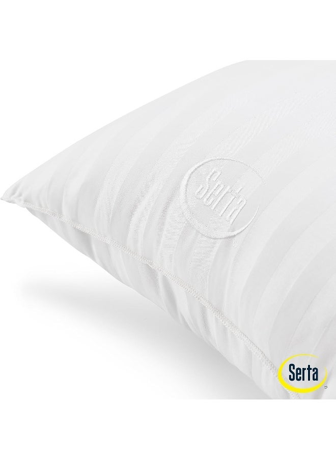 SERTA Won't Go Flat Standard/Queen Size Set of 2 Down Alternative Bedding Pillow for Back, Stomach or Side Sleepers