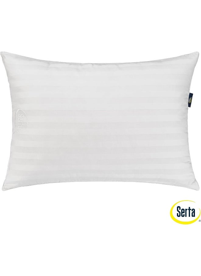 SERTA Won't Go Flat Standard/Queen Size Set of 2 Down Alternative Bedding Pillow for Back, Stomach or Side Sleepers