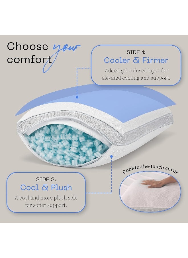 Coop Home Goods Eden Cool+ Pillow, Queen Size Plus Shaped Memory Foam Pillows with Cooling Gel