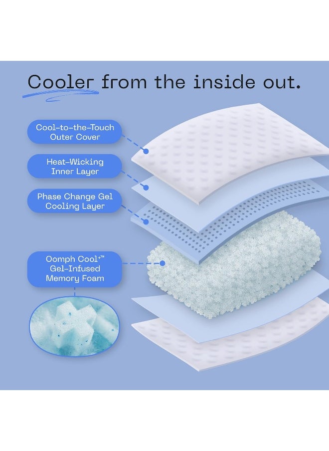 Coop Home Goods Eden Cool+ Pillow, Queen Size Plus Shaped Memory Foam Pillows with Cooling Gel