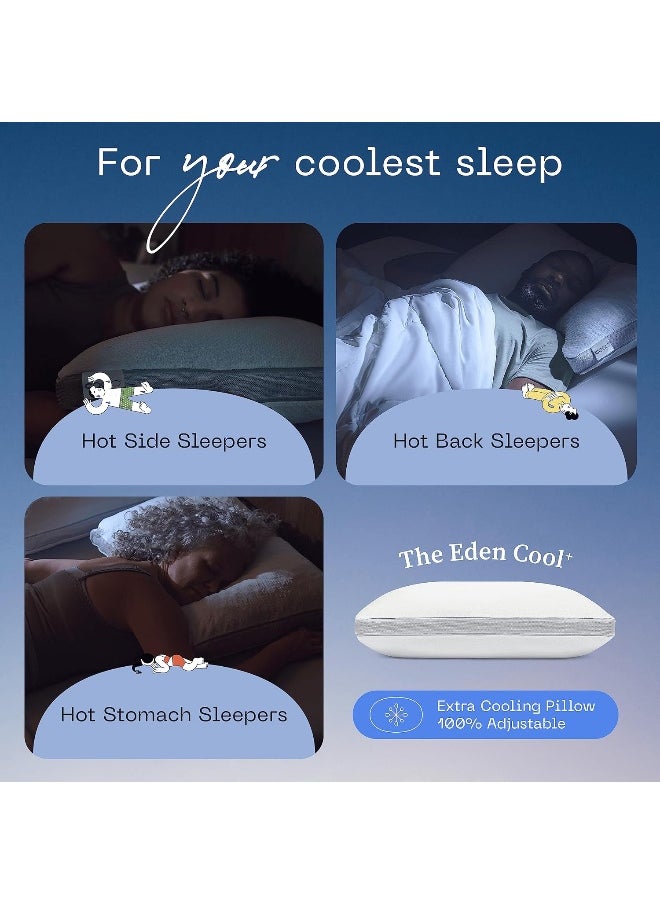 Coop Home Goods Eden Cool+ Pillow, Queen Size Plus Shaped Memory Foam Pillows with Cooling Gel