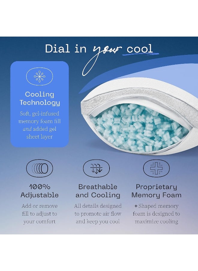 Coop Home Goods Eden Cool+ Pillow, Queen Size Plus Shaped Memory Foam Pillows with Cooling Gel