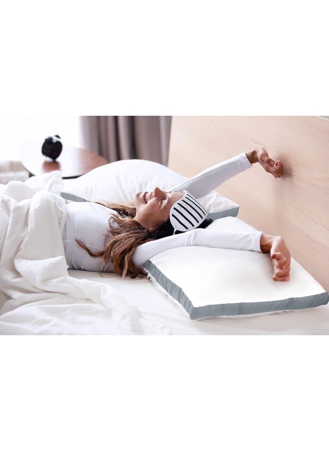 Utopia Bedding Gusseted Pillow (2-Pack) Premium Quality Bed Pillows - Side Back Sleepers - Grey Gusset - Queen - 18 x 26 Inches