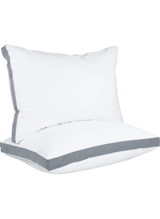 Utopia Bedding Gusseted Pillow (2-Pack) Premium Quality Bed Pillows - Side Back Sleepers - Grey Gusset - Queen - 18 x 26 Inches