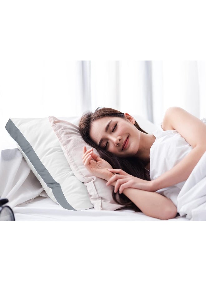 Utopia Bedding Gusseted Pillow (2-Pack) Premium Quality Bed Pillows - Side Back Sleepers - Grey Gusset - Queen - 18 x 26 Inches