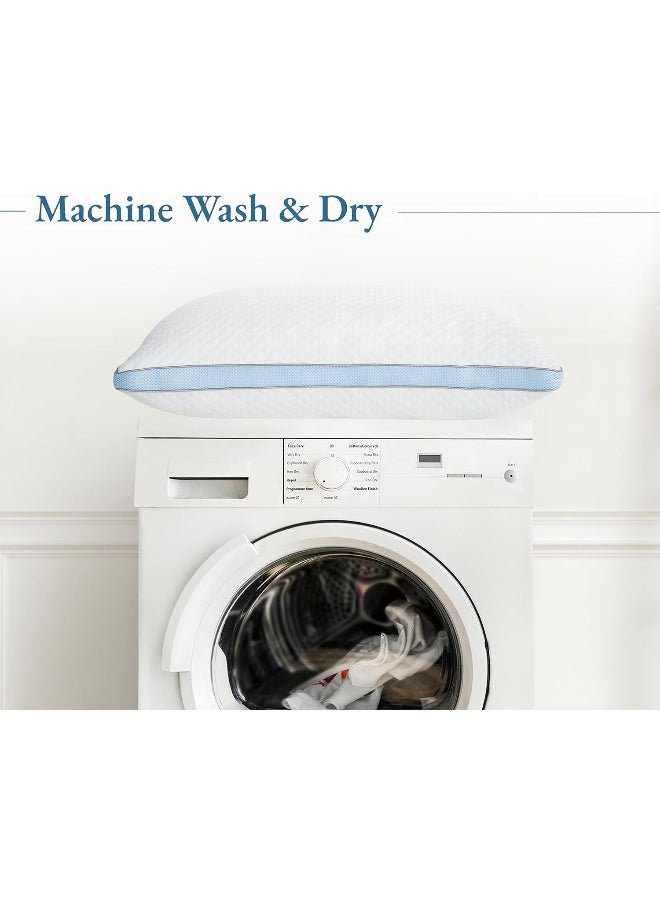 California Design Den Luxury Bed Pillow, 3-Chamber Queen Size Pillow, Medium-Firm, Down-Alt Around & Adjustable Memory Foam Pillow for Side, Back, Stomach Sleepers