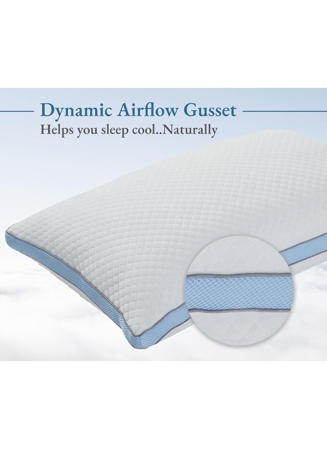 California Design Den Luxury Bed Pillow, 3-Chamber Queen Size Pillow, Medium-Firm, Down-Alt Around & Adjustable Memory Foam Pillow for Side, Back, Stomach Sleepers