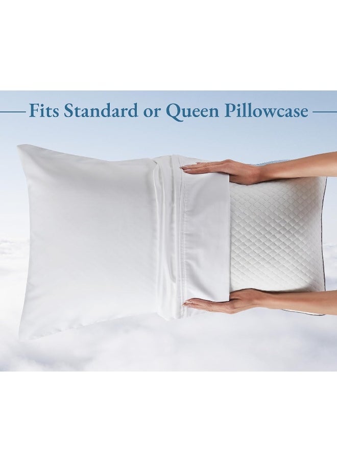 California Design Den Luxury Bed Pillow, 3-Chamber Queen Size Pillow, Medium-Firm, Down-Alt Around & Adjustable Memory Foam Pillow for Side, Back, Stomach Sleepers