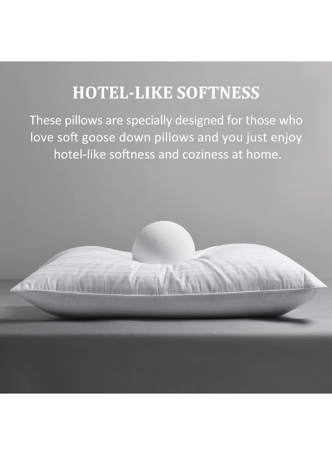 downluxe Goose Feather Down Pillow - Set of 2 Bed Pillows for Sleeping with Rayon Derived from Bamboo Shell, Queen Size (20x28)