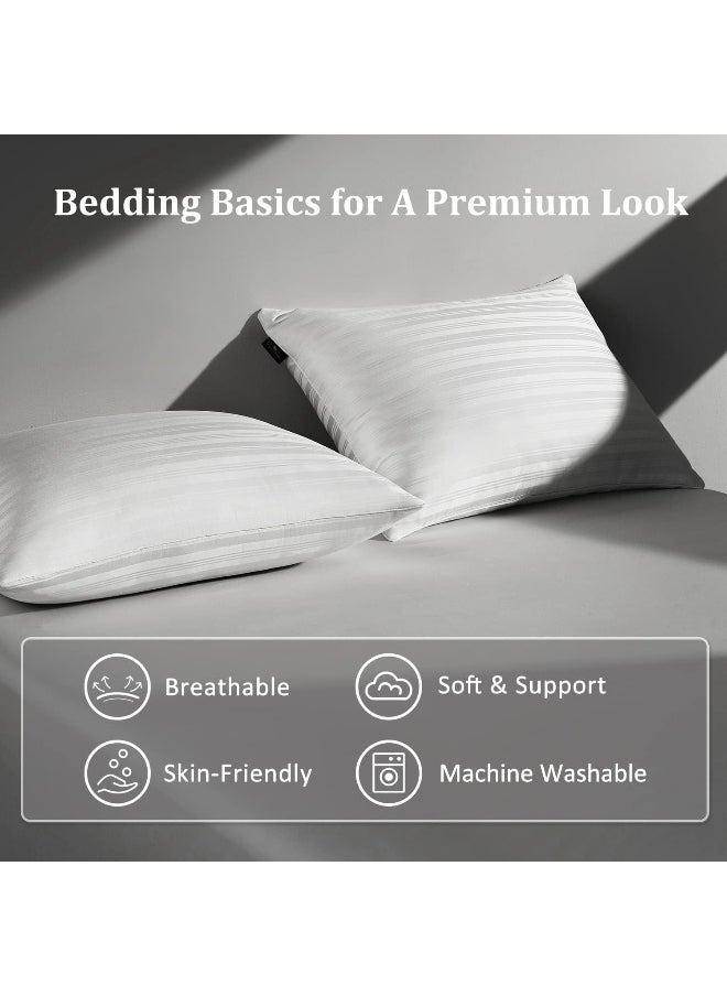 downluxe Goose Feather Down Pillow - Set of 2 Bed Pillows for Sleeping with Rayon Derived from Bamboo Shell, Queen Size (20x28)