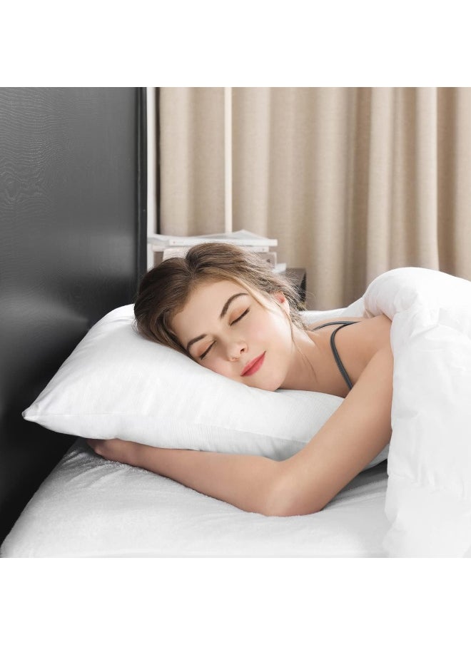 downluxe Goose Feather Down Pillow - Set of 2 Bed Pillows for Sleeping with Rayon Derived from Bamboo Shell, Queen Size (20x28)