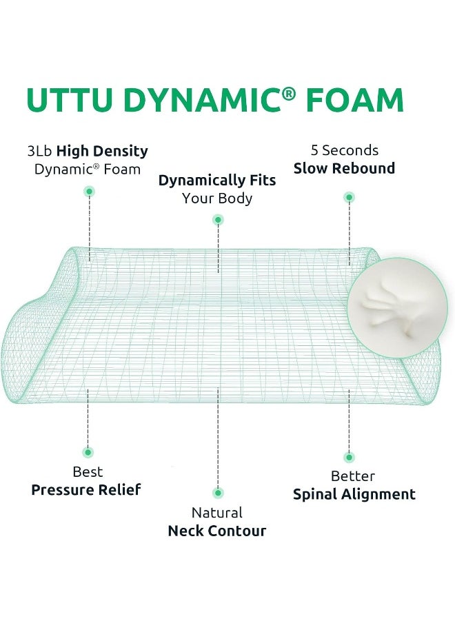 UTTU Sandwich Pillow Queen Size, Contour Pillow for Side Sleepers, Orthopedic Pillow for Neck Pain Relief, Cervical Memory Foam Pillow for Back Pain, Adjustable Memory Foam Pillow, CertiPUR-US