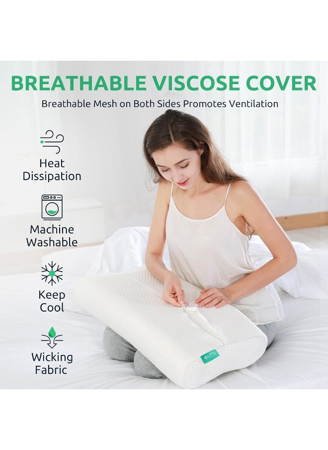 UTTU Sandwich Pillow Queen Size, Contour Pillow for Side Sleepers, Orthopedic Pillow for Neck Pain Relief, Cervical Memory Foam Pillow for Back Pain, Adjustable Memory Foam Pillow, CertiPUR-US