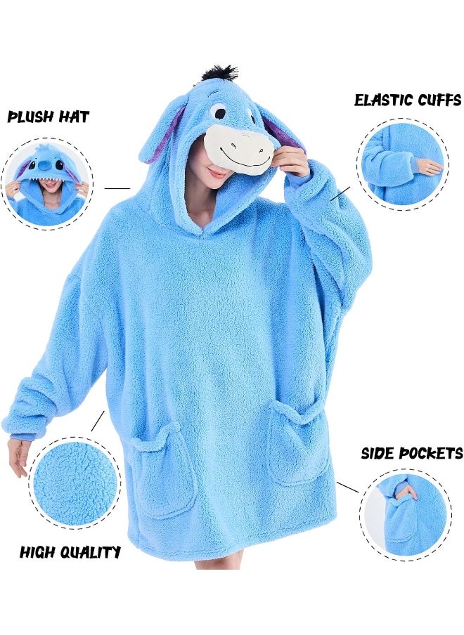 NEWCOSPLAY Wearable Blanket Hoodie Sherpa Hoodie Blanket for Women Men Warm Oversized Sweatshirt with Pockets