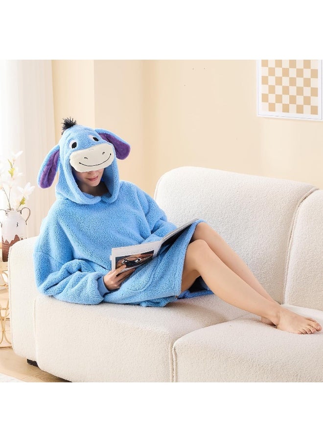 NEWCOSPLAY Wearable Blanket Hoodie Sherpa Hoodie Blanket for Women Men Warm Oversized Sweatshirt with Pockets