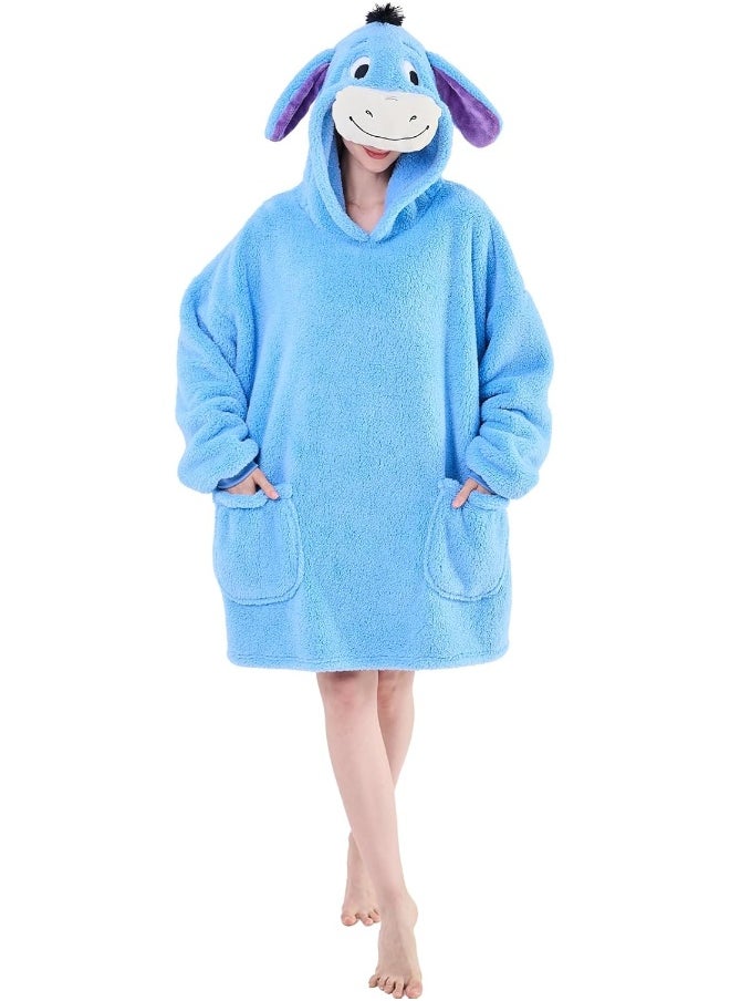 NEWCOSPLAY Wearable Blanket Hoodie Sherpa Hoodie Blanket for Women Men Warm Oversized Sweatshirt with Pockets