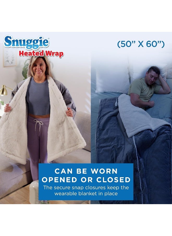 Snuggie Heated Wrap - Wearable Heated Electric Blanket with 4 Heat Settings, Auto Off, 50