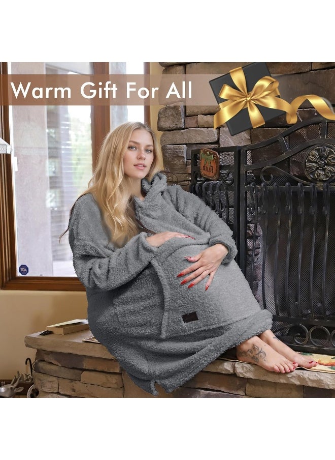 Tirrinia Oversized Wearable Blanket Hoodie, Sherpa Fleece Home Blanket Sweatshirt, Warm Blanket with Sleeves, Gift for Lover