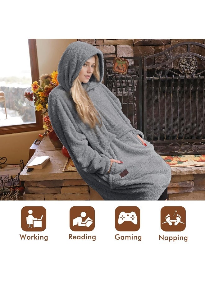 Tirrinia Oversized Wearable Blanket Hoodie, Sherpa Fleece Home Blanket Sweatshirt, Warm Blanket with Sleeves, Gift for Lover