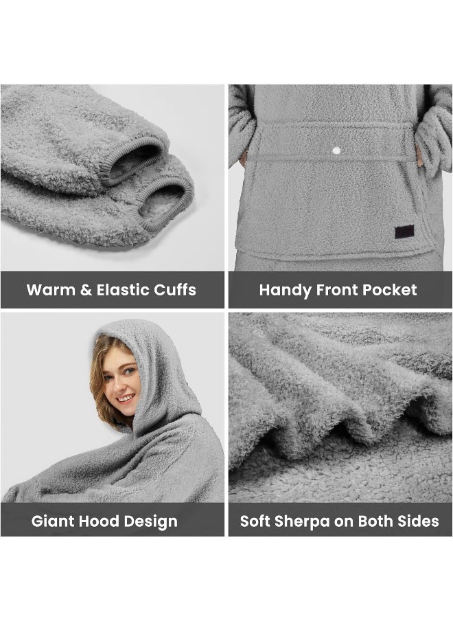 Tirrinia Oversized Wearable Blanket Hoodie, Sherpa Fleece Home Blanket Sweatshirt, Warm Blanket with Sleeves, Gift for Lover