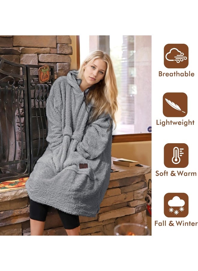Tirrinia Oversized Wearable Blanket Hoodie, Sherpa Fleece Home Blanket Sweatshirt, Warm Blanket with Sleeves, Gift for Lover