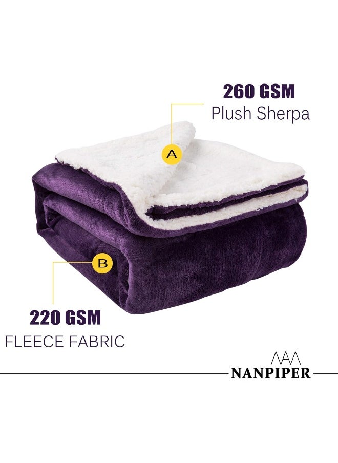 Nanpiper Sherpa Blanket Twin Thick Warm Blanket for Winter Bed Super Soft Fuzzy Flannel Fleece/Wool Like Reversible Velvet Plush Blanket
