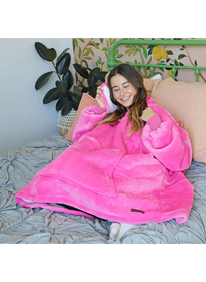 Tirrinia Oversized Blanket Hoodie, Wearable Fluffy Sherpa Blanket, Cozy Sweatshirt Blanket Gift for Adult Women Men Girlfriend