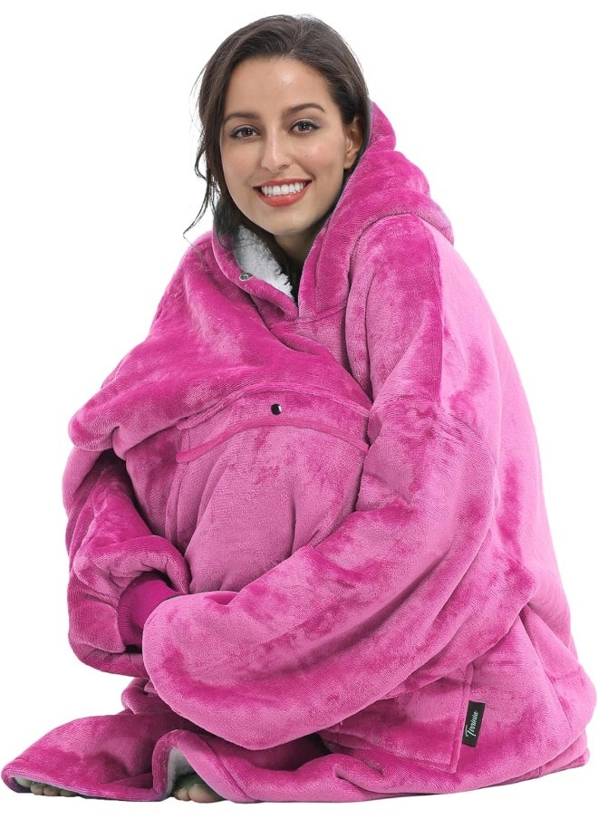 Tirrinia Oversized Blanket Hoodie, Wearable Fluffy Sherpa Blanket, Cozy Sweatshirt Blanket Gift for Adult Women Men Girlfriend