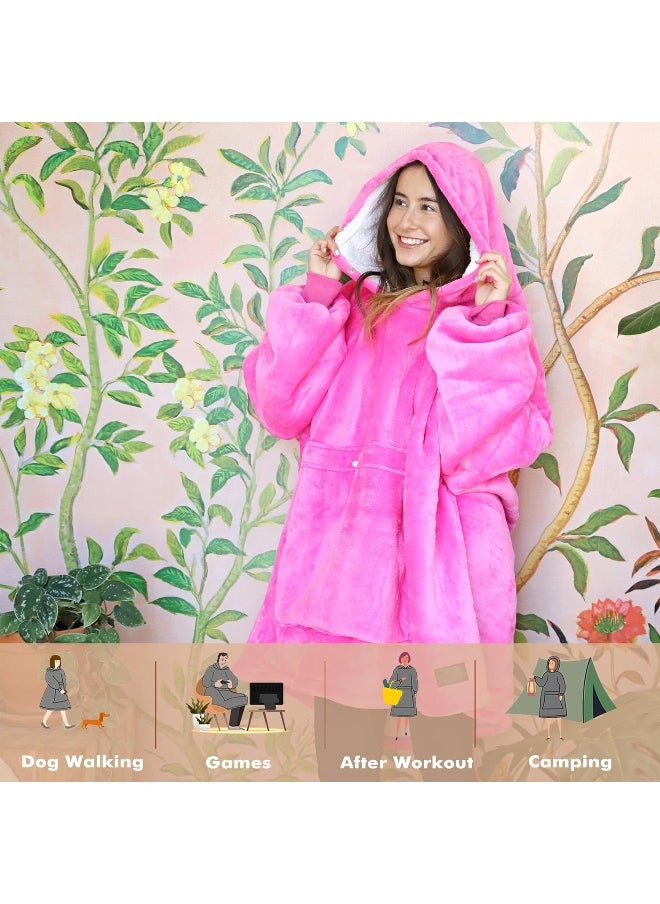 Tirrinia Oversized Blanket Hoodie, Wearable Fluffy Sherpa Blanket, Cozy Sweatshirt Blanket Gift for Adult Women Men Girlfriend