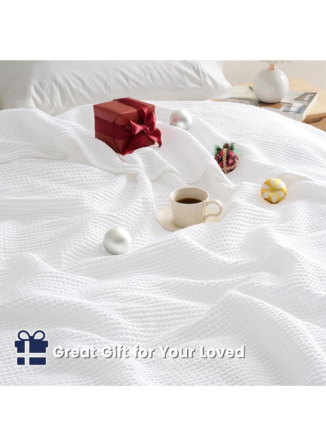 PHF 100% Cotton Waffle Weave Blanket Queen Size 90