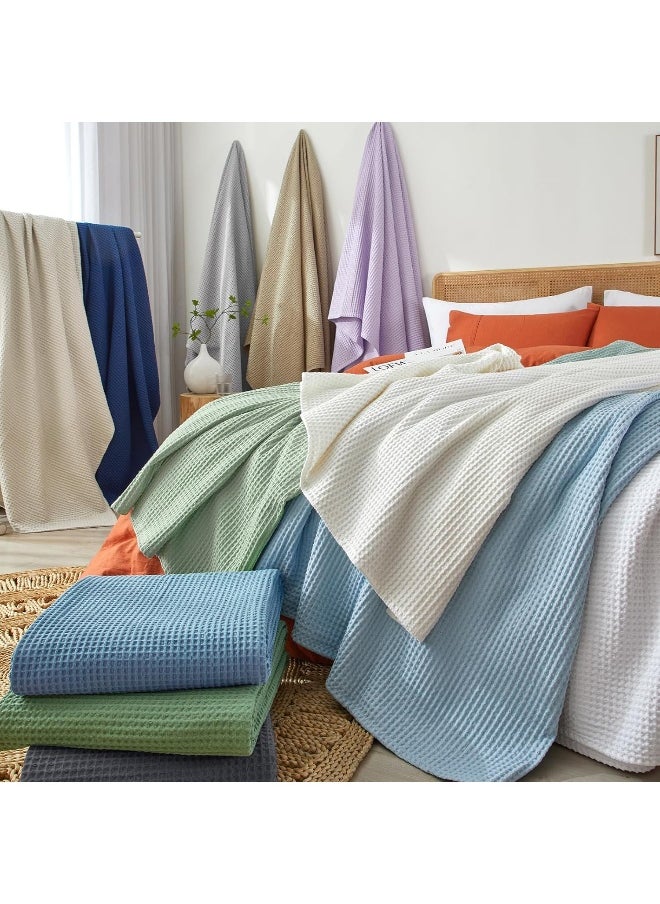 PHF 100% Cotton Waffle Weave Blanket Queen Size 90