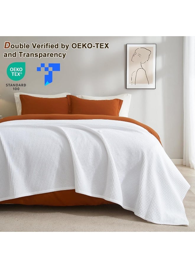 PHF 100% Cotton Waffle Weave Blanket Queen Size 90