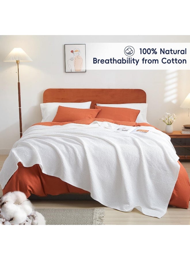 PHF 100% Cotton Waffle Weave Blanket Queen Size 90