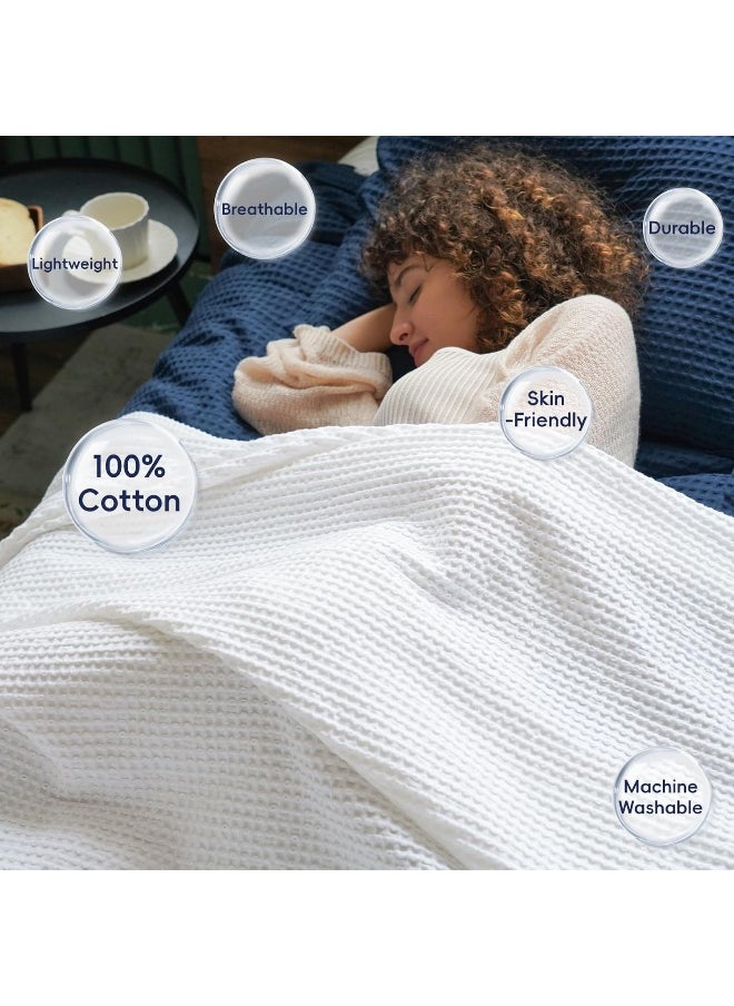PHF 100% Cotton Waffle Weave Blanket Queen Size 90