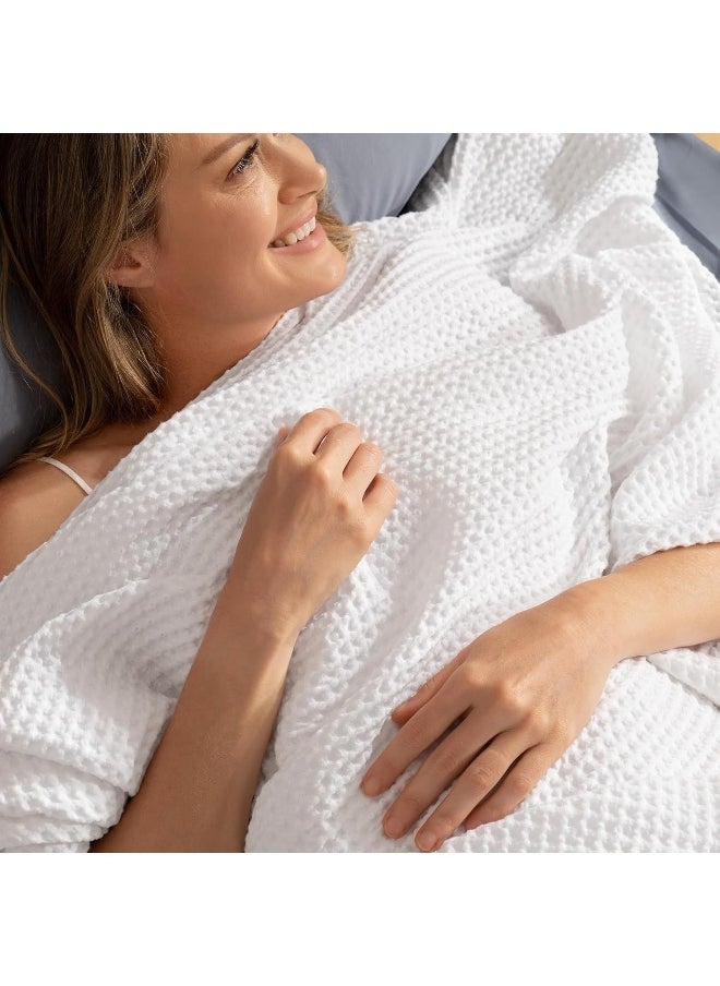 PHF 100% Cotton Waffle Weave Blanket Queen Size 90