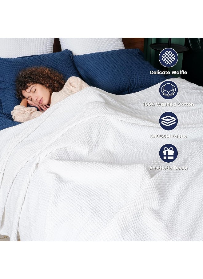 PHF 100% Cotton Waffle Weave Blanket Queen Size 90