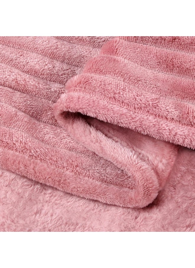 BEDELITE Fleece Throw Blanket for Couch – 3D Ribbed Jacquard Soft and Warm Decorative Blanket – Cozy, Fuzzy, Fluffy, Plush Lightweight Pink Throw Blankets for Bed, Sofa, 50x60 inches