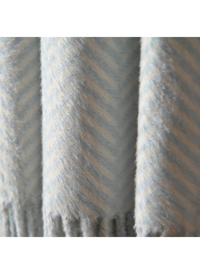 CUDDLE DREAMS Silk Throw Blanket with Fringe, Pure Mulberry Silk, Naturally Soft, Breathable (Herringbone Blue)