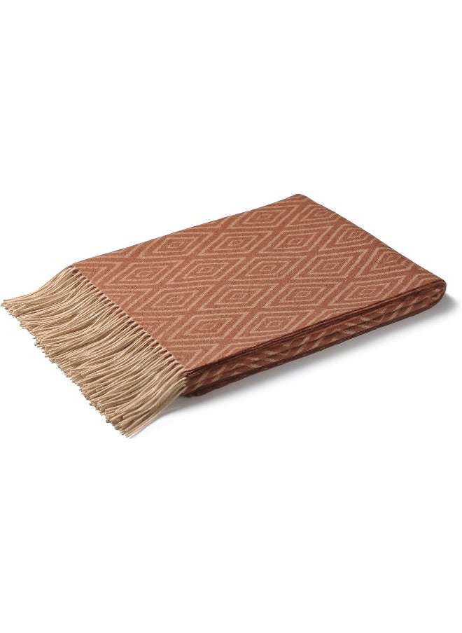 CUDDLE DREAMS Premium Cashmere Throw Blanket with Fringe, Luxuriously Soft (Diamond Ochre)