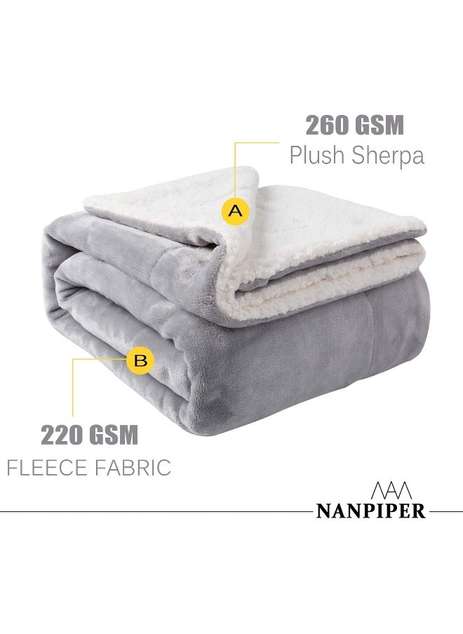 NANPIPER Sherpa Blanket Warm Blankets for Winter Super Soft Fuzzy Flannel Fleece/Wool Like Reversible Velvet Plush Couch Blanket Lightweight