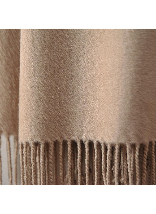 CUDDLE DREAMS Silk Throw Blanket with Fringe, Pure Mulberry Silk, Naturally Soft, Breathable (Taupe)
