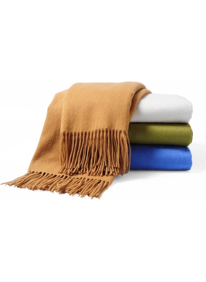 CUDDLE DREAMS Premium Cashmere Throw Blanket with Fringe, Luxuriously Soft 50