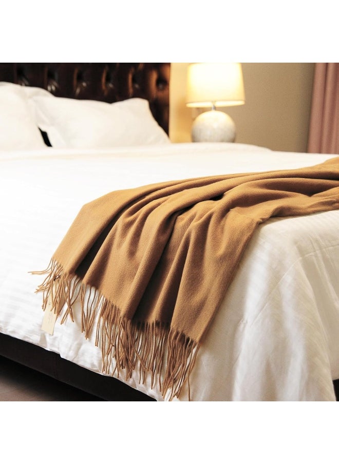CUDDLE DREAMS Premium Cashmere Throw Blanket with Fringe, Luxuriously Soft 50